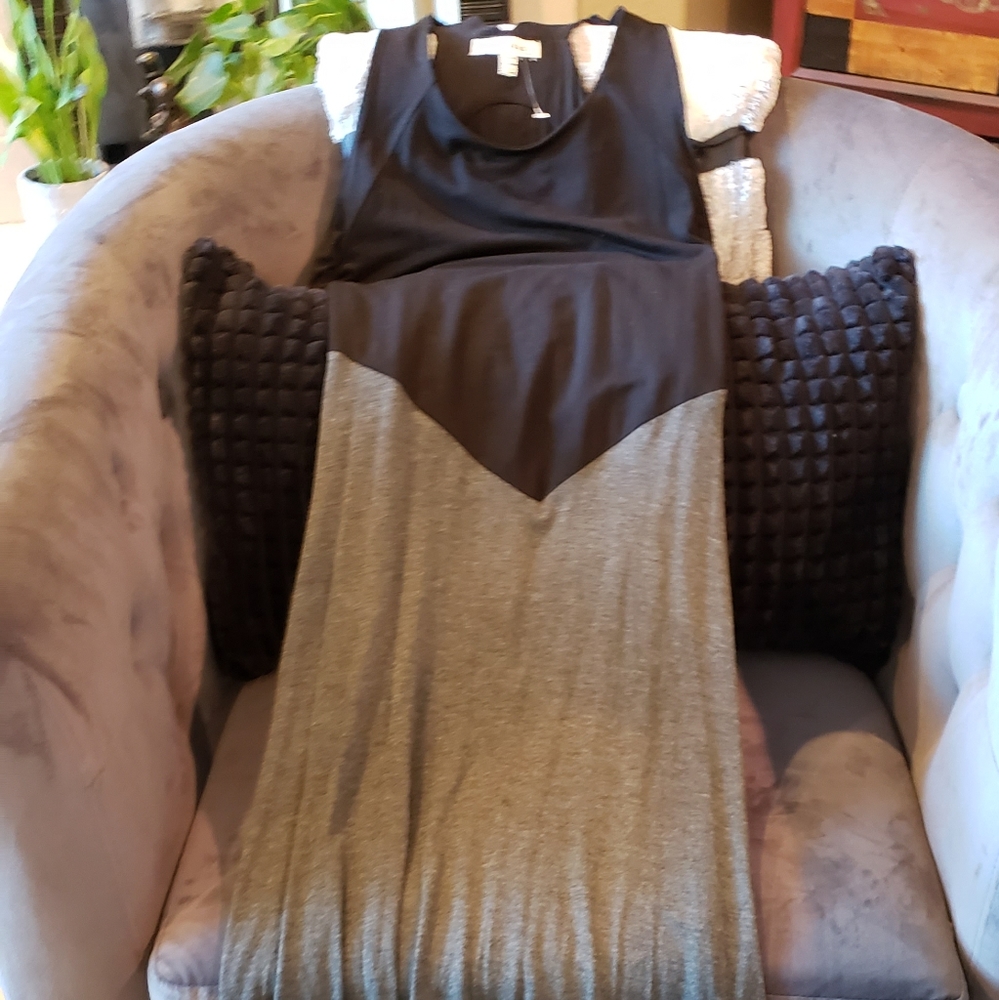 Monteau Long Black/Gray cotton dress